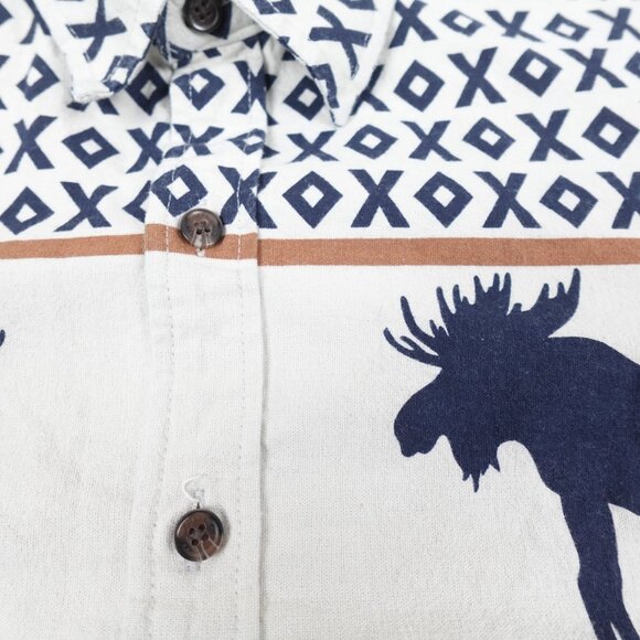 CHAPS Brushed Cotton Moose Shirt Men's Large Thick Chamois Collared Button Up - Picture 9 of 12